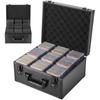 VEVOR Graded Card Case 3 Row 180 PSA Slab Storage Box with Mechanical Lock, Baseball Sports Trading Cards Holder Collector with 12 Dividers