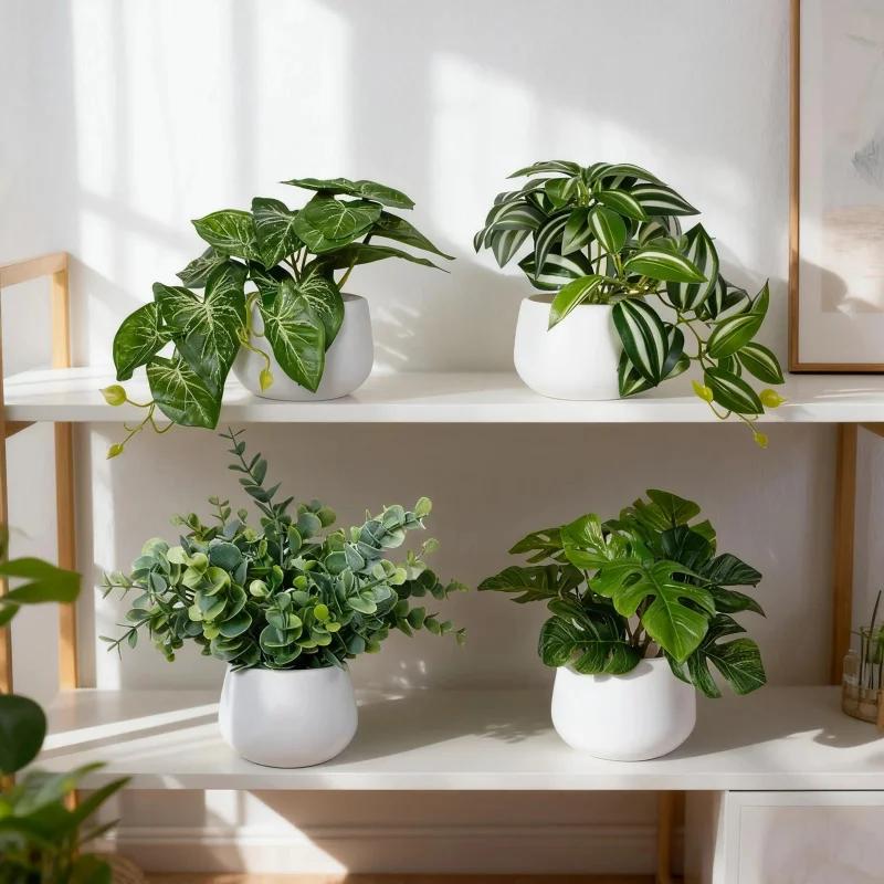 Top Quality Simulated Green Potted Plants, Suitable for Daily Home Decoration. They Can Be Placed on Windowsills and Desktops