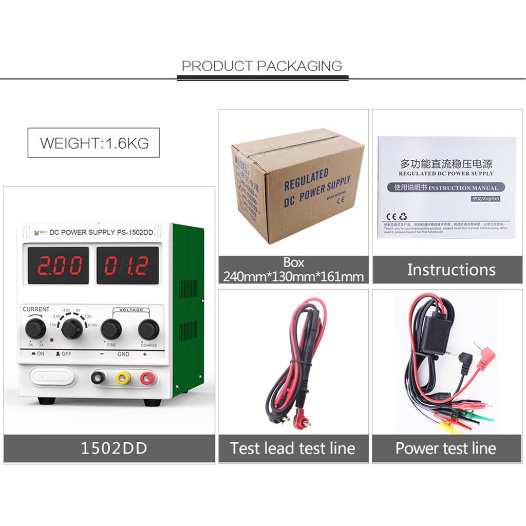 1502D+ Digital 0-15V 0-2A Adjustable DC Regulated Switching Power Supply W/ GSM CDMA PHS Signal Detection for Phone