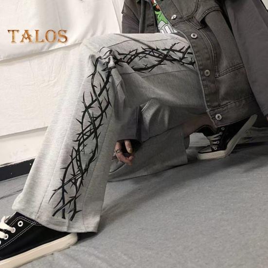 Pánské kalhoty Trn Potisk Široká noha Rovná Vysoký Street Styl Volný Retro Elastický pas Po celé délce Mladistvý teenager Cestování Outdoor Dlouhé kalhoty