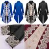 High-quality Polyester Steam Punk Jacket With Lace Details For Men