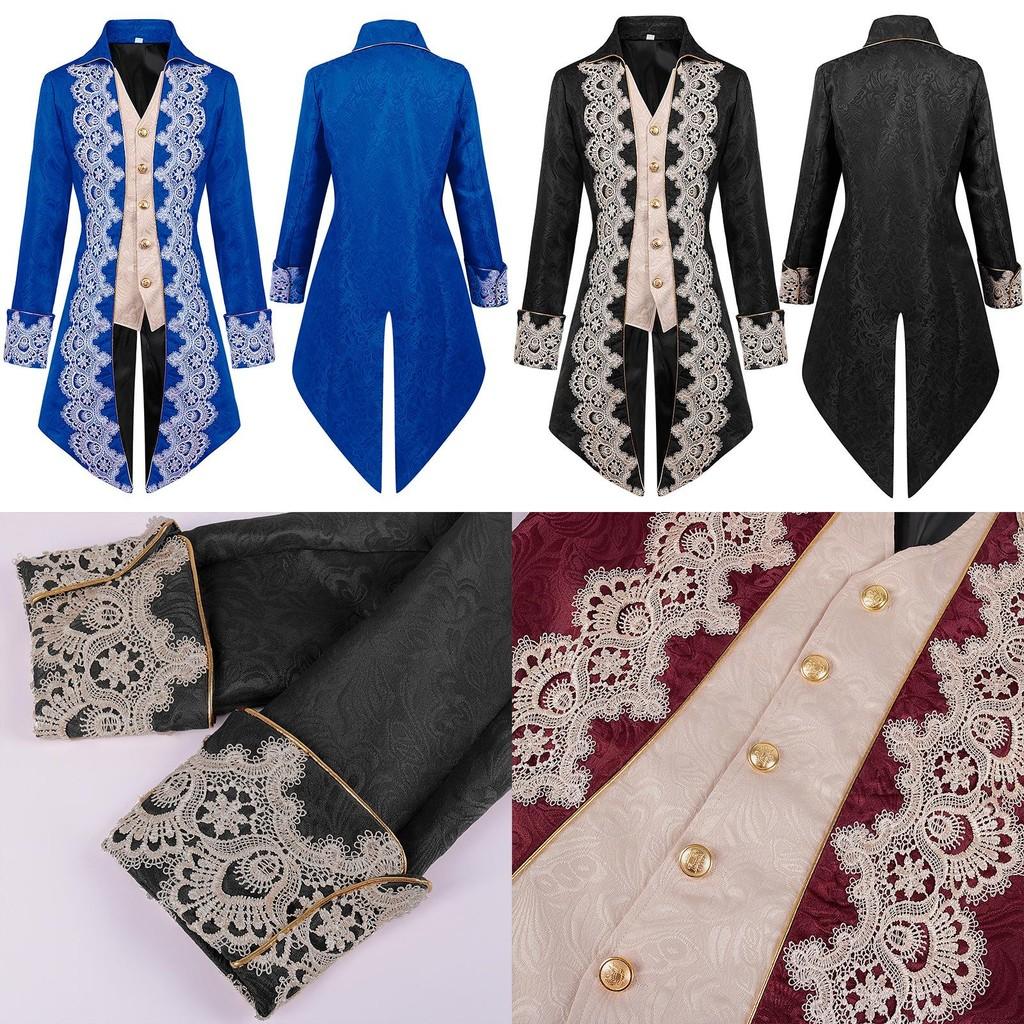 High-quality Polyester Steam Punk Jacket With Lace Details For Men
