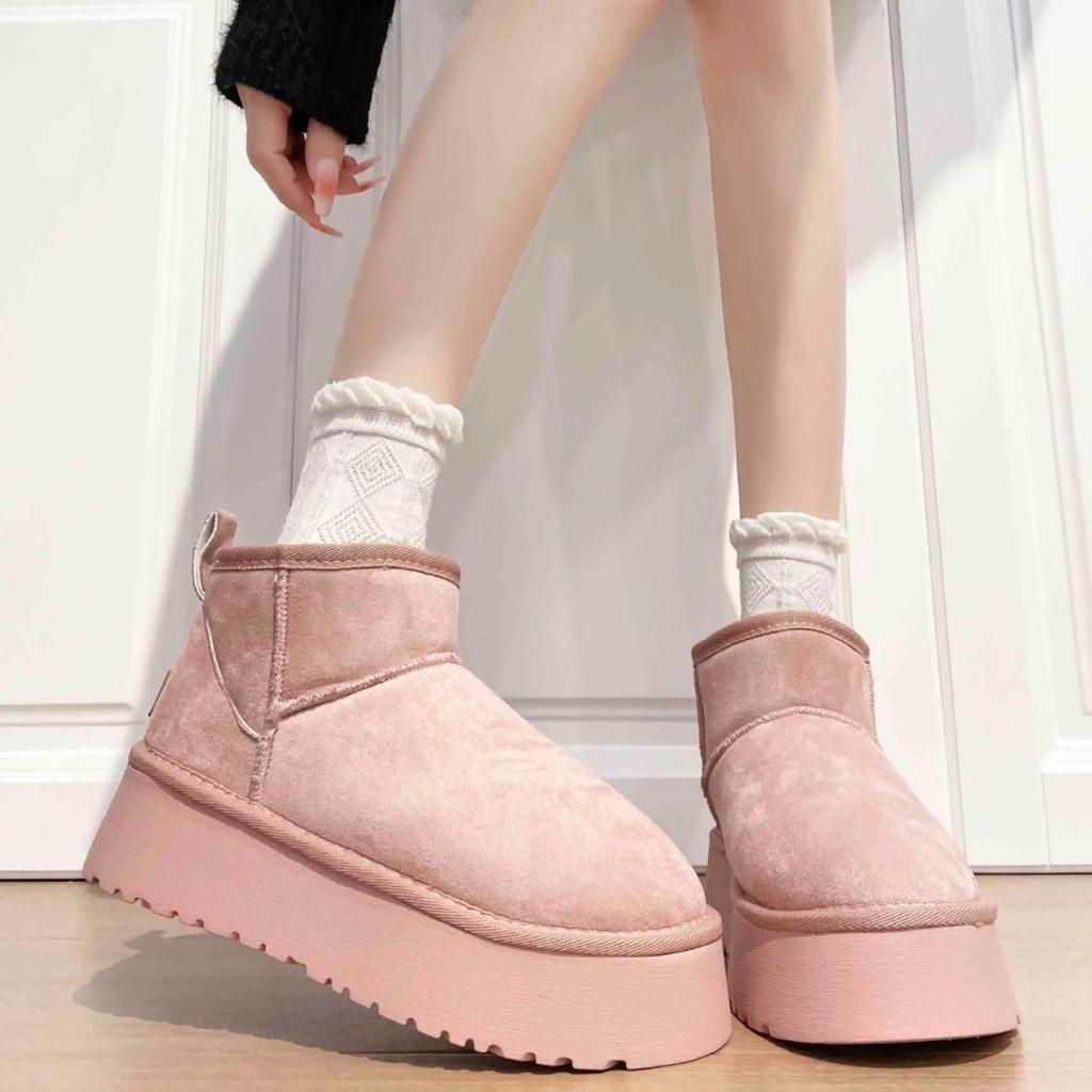 New heightening warm short tube thick-soled snow boots women's winter piled and thickened fur integrated thickened cotton shoes