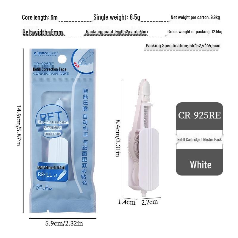 Changli Refillable Correction Tape: Push-type White-out Mini Tape for Students 6m*5mm