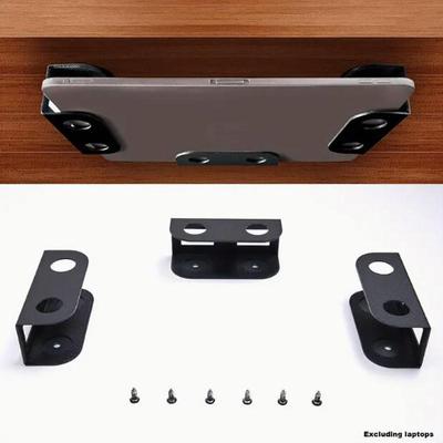 Under Desk Laptop Mount, Metal Under Desk Shelf Holder for Laptop, Macbook, Keyboard with Anti-Scratch Silicone
