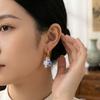 Chinese Style Blue and White Porcelain Earrings Dripping Oil Gold Enamel Hoop Earrings  Girls
