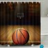 Basketball Shower Curtain For Boys Teen Ball Sports Bath Curtain Waterproof Fabric Bathroom Accessories With Hooks