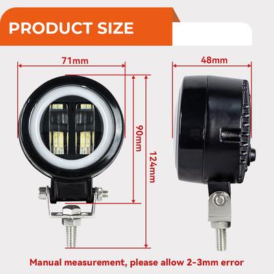 Faruri cu fascicul de 3 inchi 12V 24V LED Bară de lumină de lucru Spot de conducere Faruri cu LED Lampă de lucru Ceață Pods DRL Red Halo Offroad 4WD ATV SUV