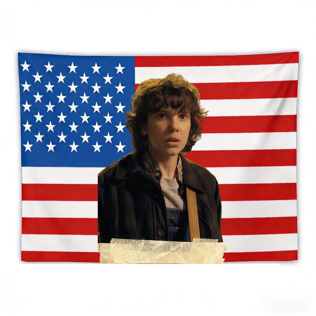 Mike Wheeler Tapestry Pink American Flag Wall Hanging Finn Wolfhard Character Poster Fan Room Decor
