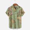 Breathable Quick Dry Short Sleeve Button Tops For Men, All Over Global Geographic Texture Relax Fit Vacation Travel Blouse