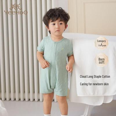 Infant Summer Jacquard Short Sleeve Romper