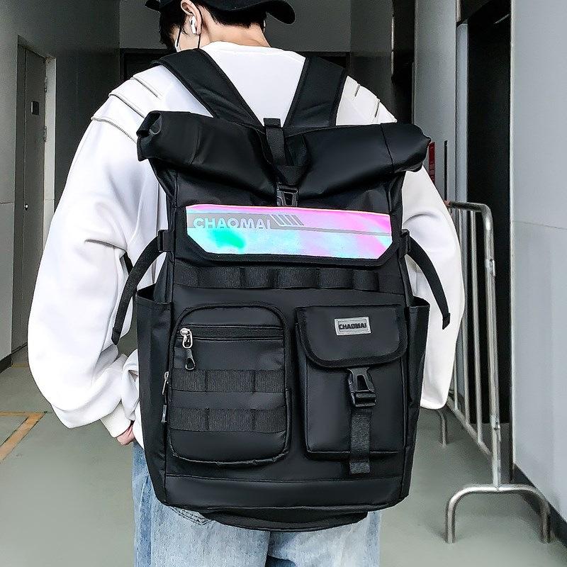 Schoolbag trendy brand reflective backpack large capacity tooling wind computer bag sports waterproof travel bag college student high school bag