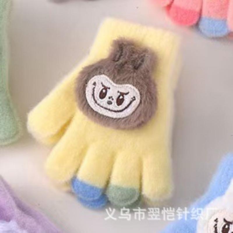Autumn and Winter New Children's Cute Girls and Boys Gloves Full-finger Children's Five-finger Warm Thickened Gloves