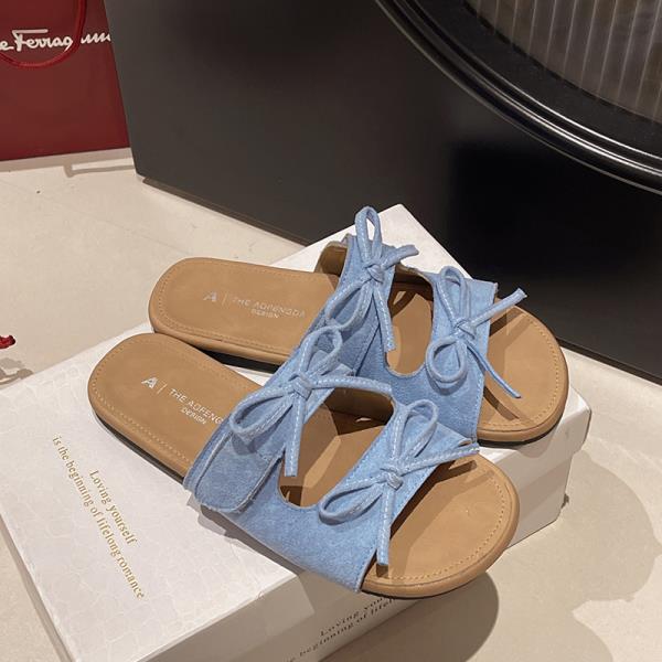 Fashion Female Shoes Womens Slippers Outdoor Slides Butterfly-Knot Loafers 2025 Summer Beach Flat Butterfly-knot Female Shoes Slippers W