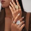 Three-piece Pleated Geometric Hollow Open Ring Niche Jewelry