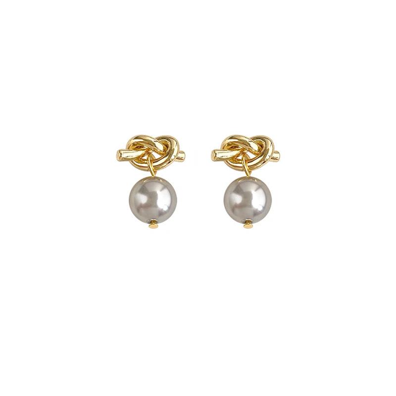Internet Explosion, Rope Knot Stud Earrings, Light Luxury High-end Earrings, Geometric Simple Ear Clips, No Ear Holes, Tiger's Eye Stone Earrings.