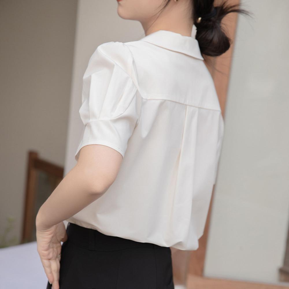 GMXIA Women's Short Sleeve Shirt Summer Career Commuter Simple Interview Blouse