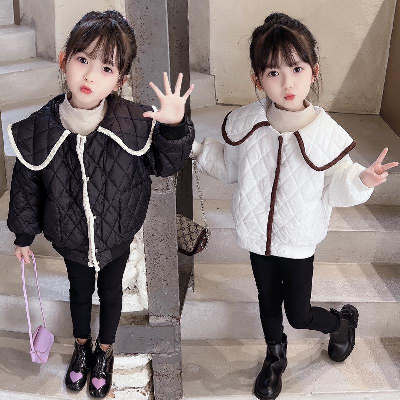 Veste matelassée élégante pour fille 2024: Manteau en coton polyvalent et léger pour l'automne/hiver 100 cm noir