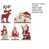 Retro Christmas Snowman Ornaments Nordic Ornaments, Wood Reindeer Santa Claus Figurine, Elk Tabletop Decorations Rustic Desktop Decoration for Holiday