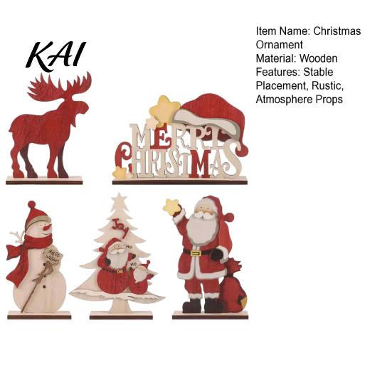 Retro Christmas Snowman Ornaments Nordic Ornaments, Wood Reindeer Santa Claus Figurine, Elk Tabletop Decorations Rustic Desktop Decoration for Holiday