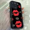 JT454 Red Lips Queen Crown for iPhone 17 16 15 14 13 Pro Max Samsung S26 S25 Ultra A17 A07 A56 A16 Xiaomi 15T Redmi 15c 14C 13C Note 11 12 Soft Case