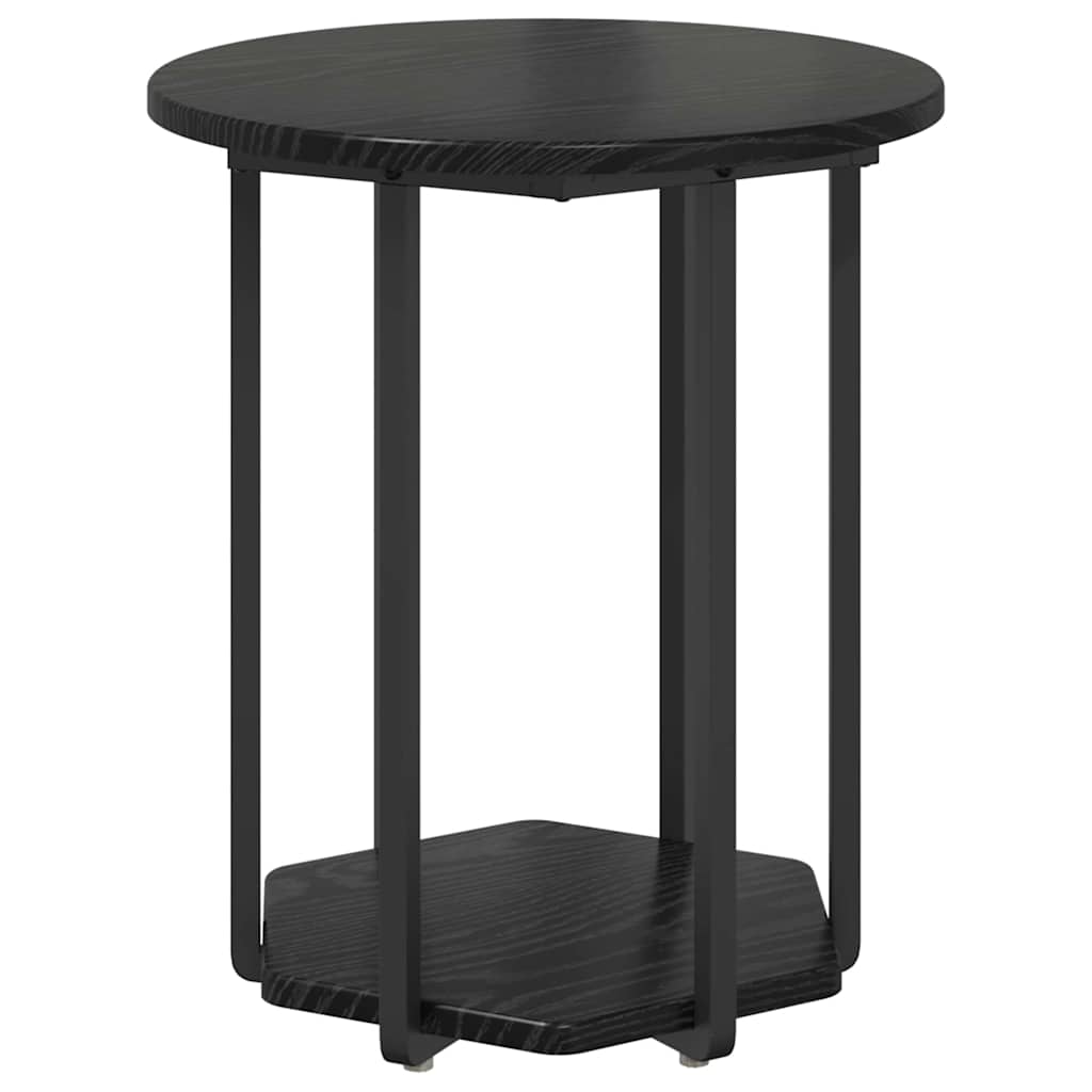 Side Table Set with Shelf 2 Pcs Black Oak Effect