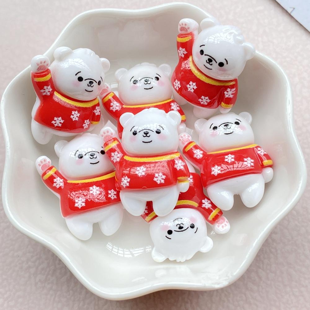 10Pcs New Cute Resin Cartoon Christmas Snowman, Tree Series Flat Back Scrapbooking DIY Jewelry Craft Decoration Accessories