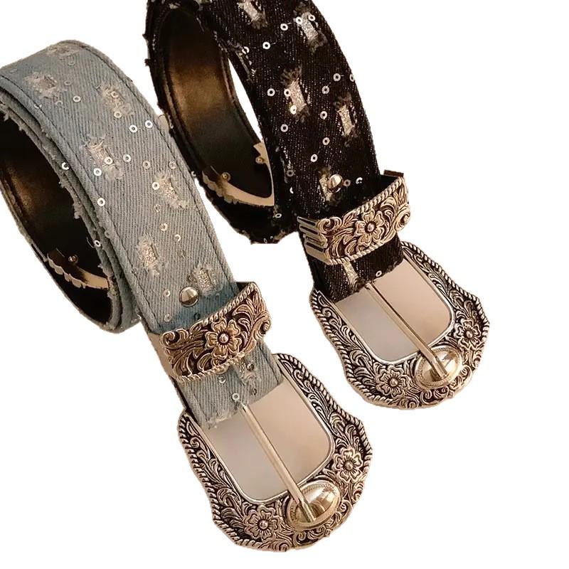 Korean Leather Denim Butterfly Cutout Waist Belt - Trendy, Versatile Waist Chain Accessory for Women