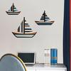 Yousheng 3 Pcs Wooden Sailboat Wall Decor Coastal Nautical Hanging Sailboat Wall Art Rustic Ocean Shipping Boat Sculpture for Home Bathroom Living