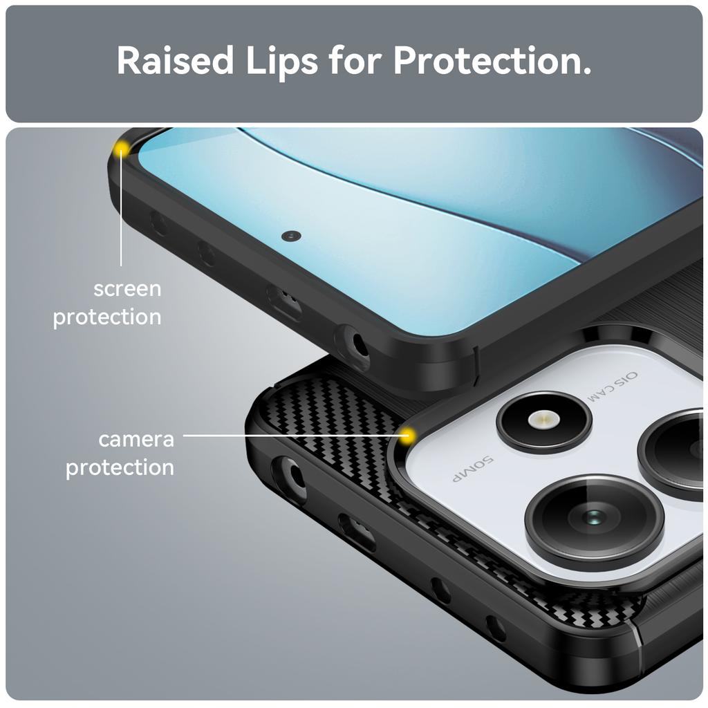 For Xiaomi Redmi Note 14 5G Case Carbon Fiber Texture TPU Brushed Phone Cover