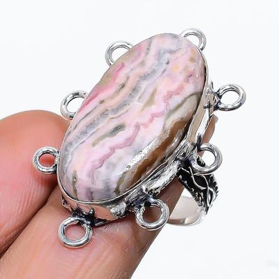 Natural Rhodochrosite Gemstone Handmade 925 Sterling Silver Ring Size 7 Z8J05