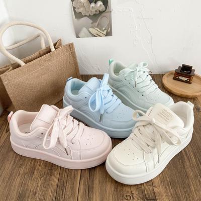 B2301 Latex Insole/platform White Shoes Women's Shoes Round Head Spring New Versatile Board Shoes Casual Bread