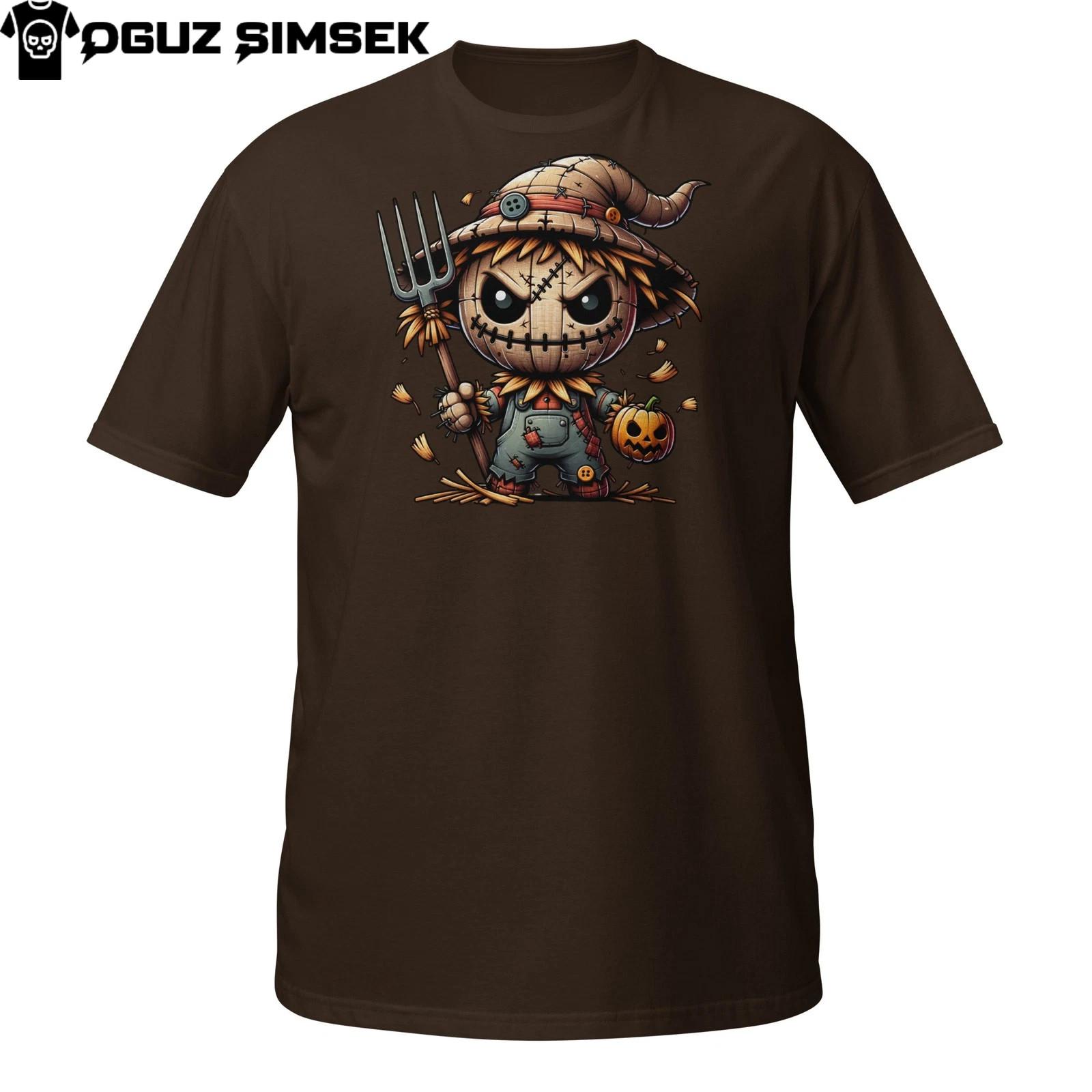 Scary Scarecrow T-Shirt Mens Womens Tees Top – Creepy Halloween Pumpkin Patch Farm Horror Tee S