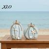Rustic Farmhouse Style Gift Ideas 2Pcs Coastal Pumpkin Decor, Blue Wood Sign, Fall Seasonal Holiday Tabletop Figurines Table Centerpiece for