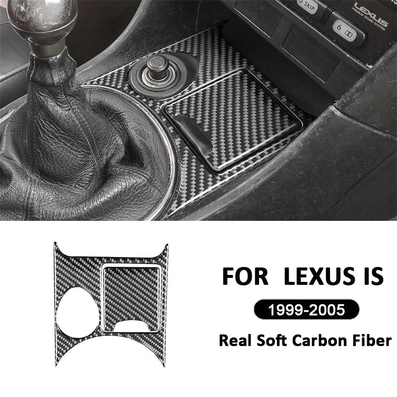 For LEXUS IS 1999-2005 Carbon Fiber Car Accessories Center Console Ashtray Soot Box Panel Trim Cover Interior Decoration Sticker