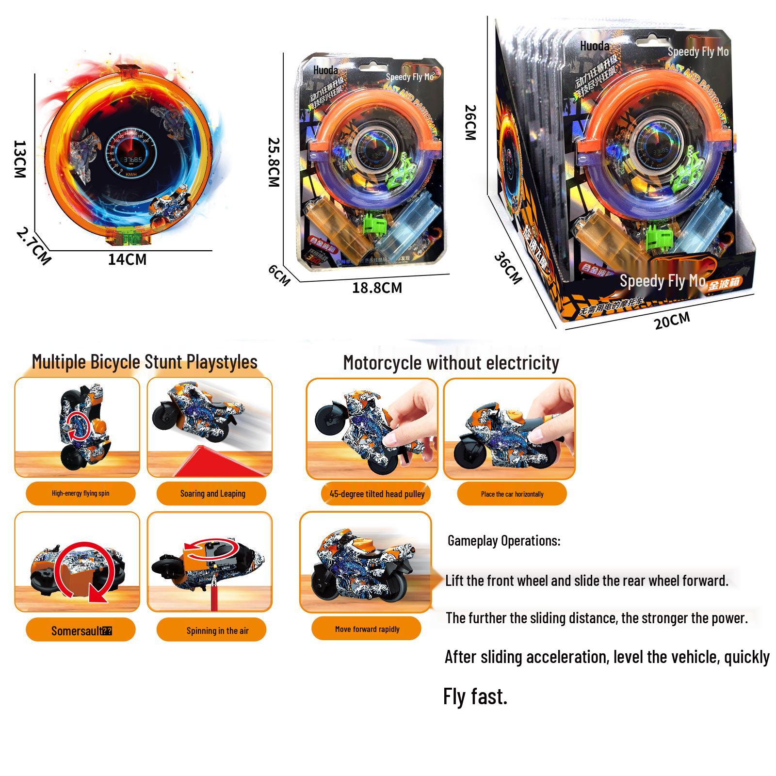 Inertial Spin Track Motorcycle Toy - Rotating Stunt Bike for Kids