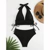 Sexy Solid Color Halter Strappy Bikini Female Swimsuit Women Swimwear Two-pieces Bikini Set Bather Bathing Suit Swim
