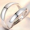 2Pcs Simple Light Luxury Zircon Couple Paired Rings For Women Men Opening Adjustable Rings Wedding Anniversary Jewelry Gift