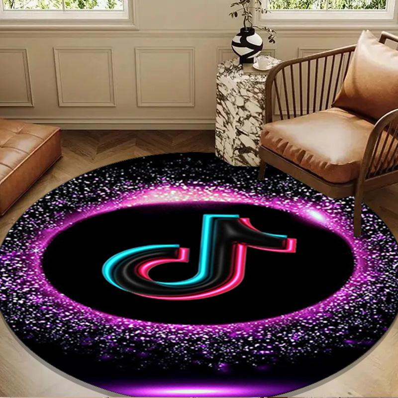 Tiktok Logo Design Round Mat, Anti-slip Circle Carpet Chair Rug For livingroom,Bedroom, Doormat Home Decor Gift Christmas Gifts