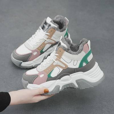 Sneakers bianche casual da donna con suola spessa più vendute per l'inverno 2025 NK306