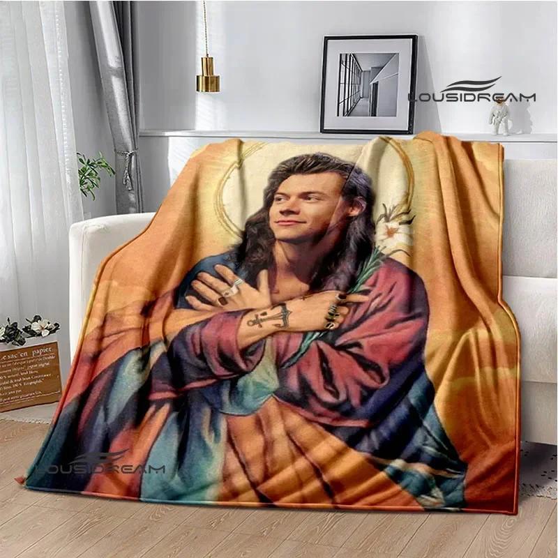Sänger H-Harry-Styles bedruckte Decke Picknickdecken Flansch warme Decke Weiche und bequeme Decke Bettwäsche Geburtstagsgeschenk
