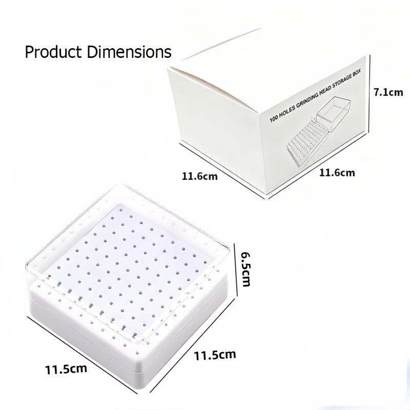 1Pcs Large-Capacity 100-Slot Portable Storage Case Designed for Storing and Organizing Nail Art Bits Includes Dust-Proof Base
