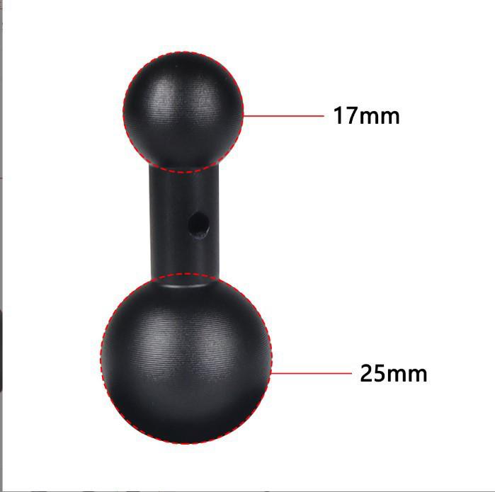 Aluminum Motorcycle Phone Mount: 20mm to 17mm Ball Head Adapter