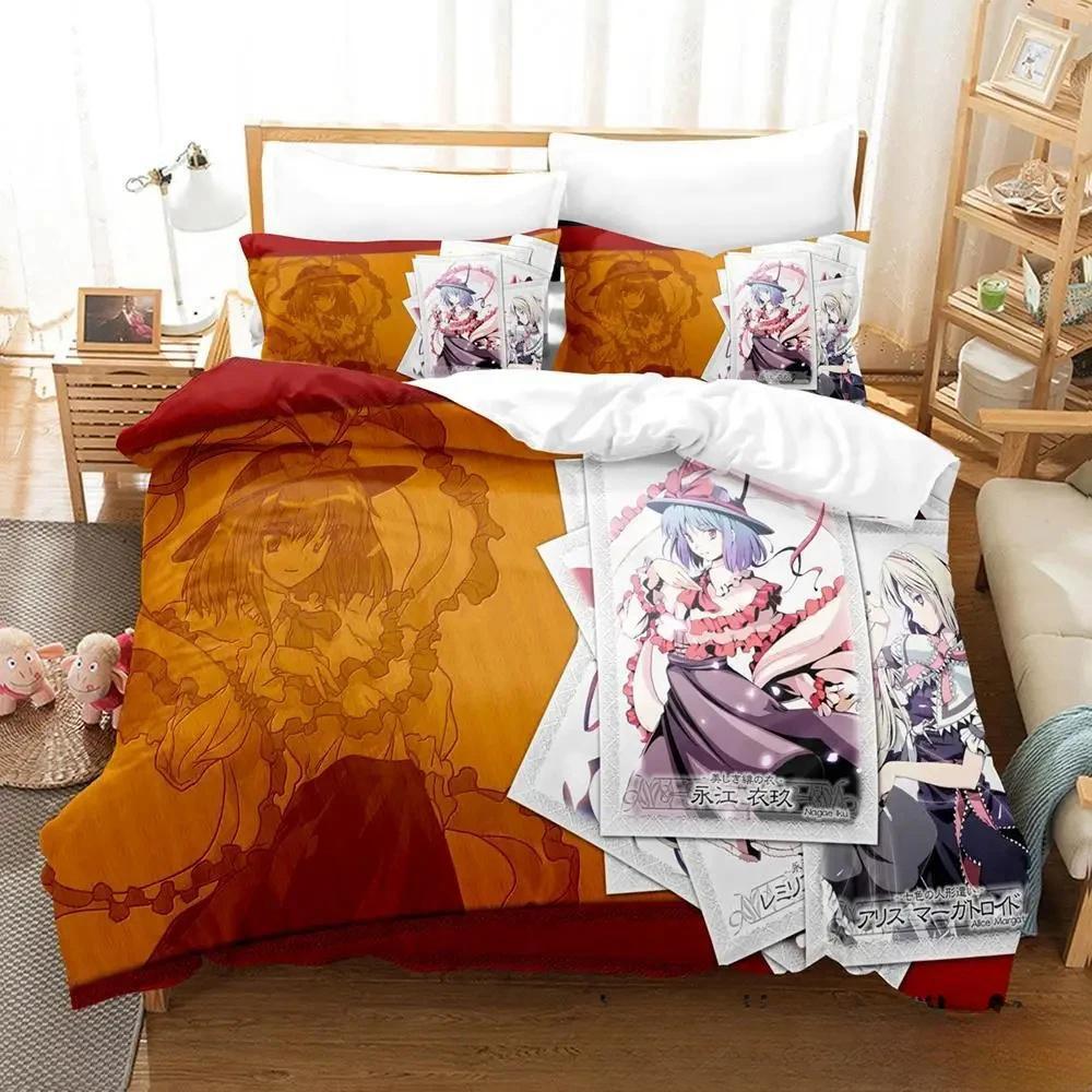 Stampa 3D Anime Gioco Touhou Project Set Biancheria da Letto Copripiumino Set Letto Coperta Federa Piumone king Queen Size Ragazzi Adulto