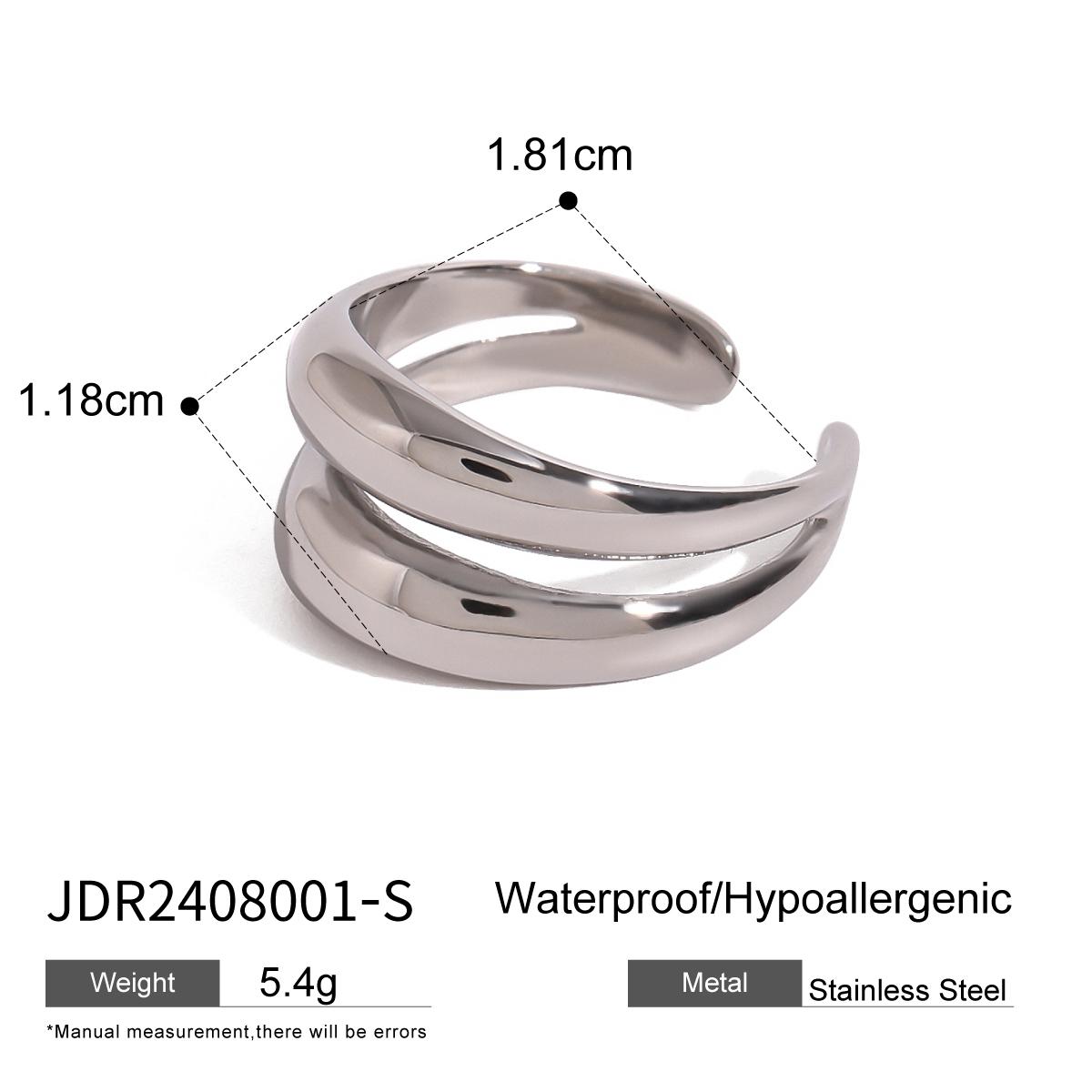 Youthway Double Lines Stainless Steel Irregular Geometric Open Ring Minimalism Metal Rust Proof Finger Jewelry New