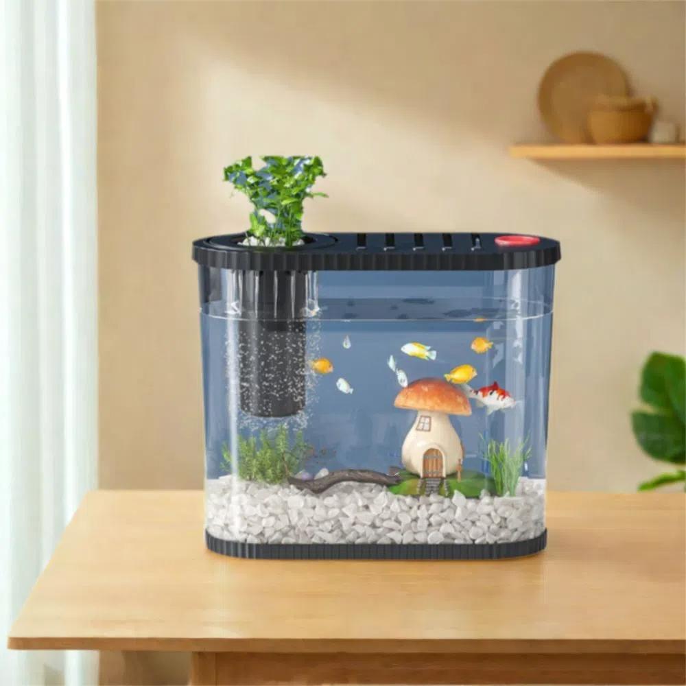 Transparent Plastic Fish Tank Space-Saving Clear Table Fish Bowl Tabletop Fish Bowl  Plant Growing