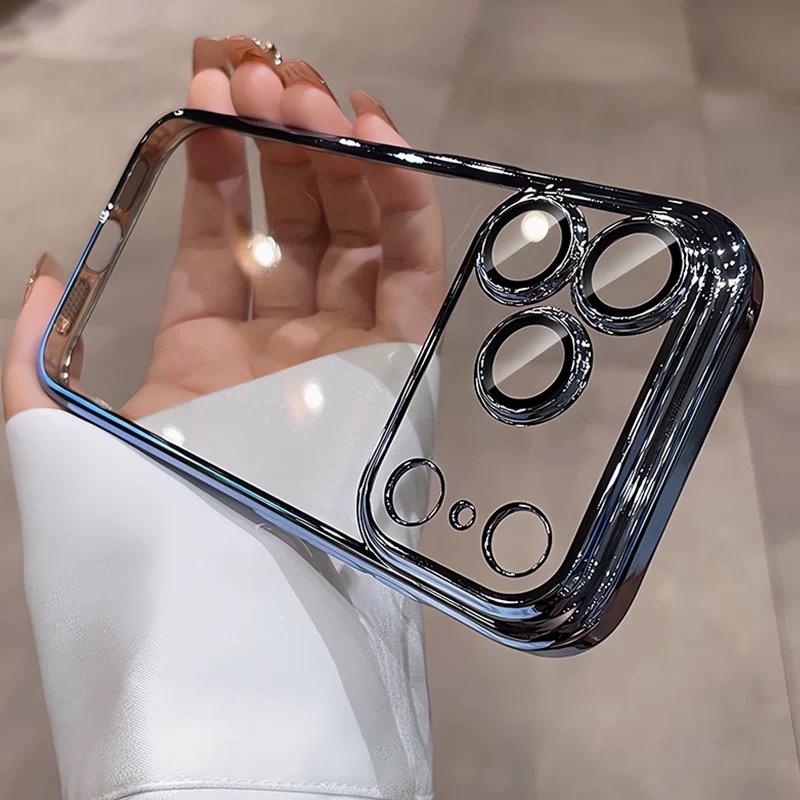 Applicable to iPhone17ProMax electroplated PC mobile phone case Apple 16 with its own lens film all-inclusive hard protective case 13