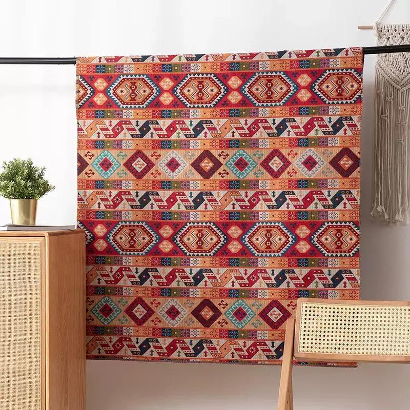 Bohemian Ethnic Style Jacquard Fabric Geometric Yarn Dyed Pattern Sewing Home Accessories Decor Textile by Half Meter