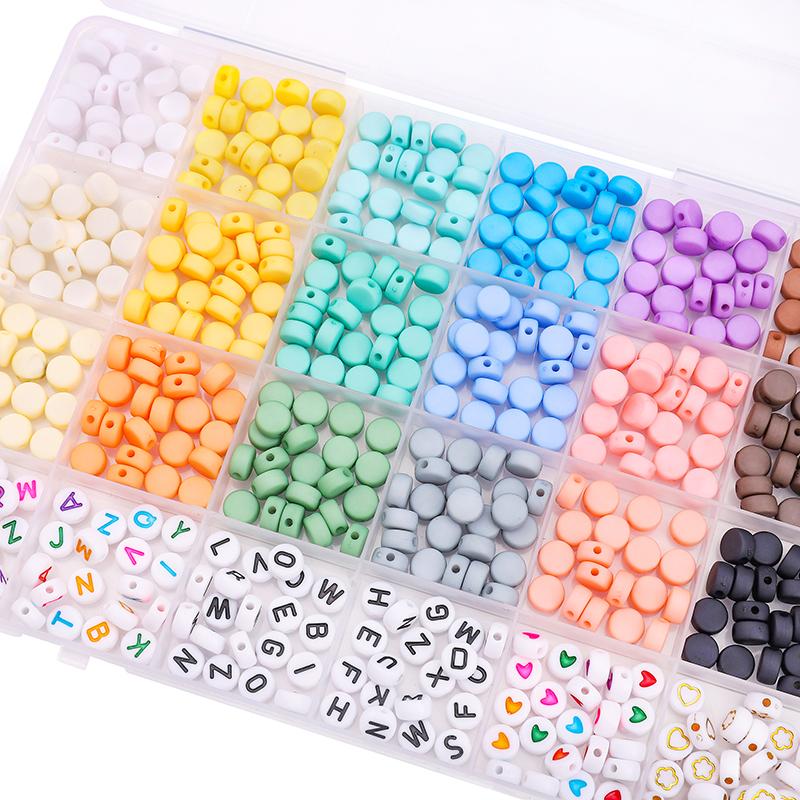 480Pcs/box Acrylic Beads Letter Round Loose Spacer Beads For DIY Bracelet Necklace Jewelry Making Accessories