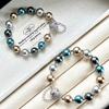 Vintage High Quality Faux Crystal Pearl Morandi Malachite Green Tahitian Pearl Bracelet Bracelet